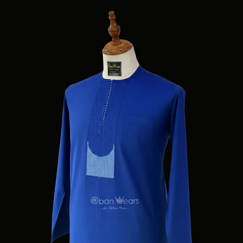 Royal blue embroidered kaftan