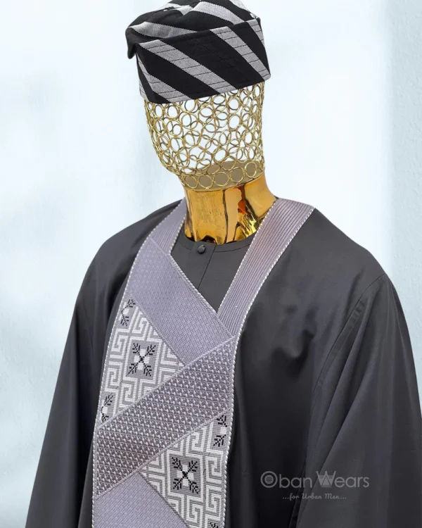 Regal Agbada Ensemble – Oban Wears (Charcoal Majesty) - Image 2